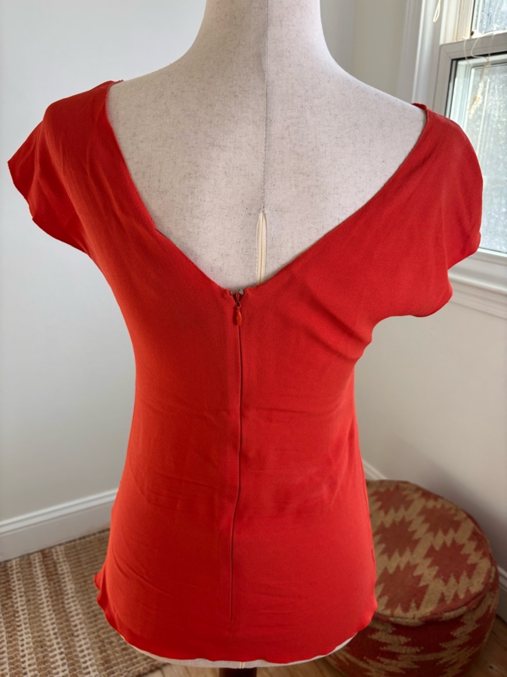 PRADA Vintage Textured Silk Red/Orange Blouse Rare Find! - Picture 3 of 11